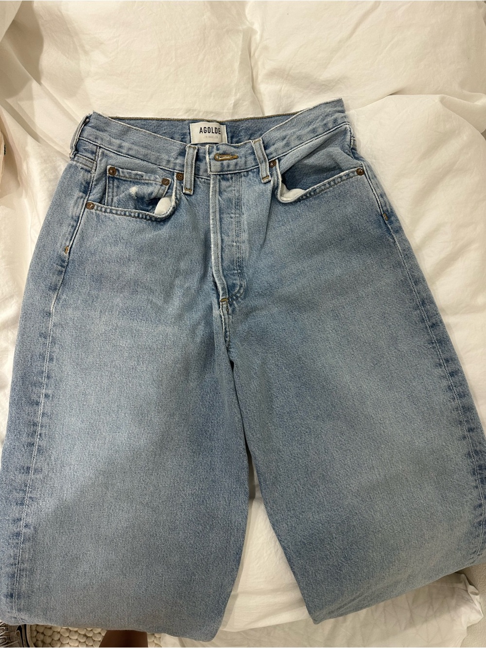 Agolde Light Blue Cropped Wide-Leg Jeans